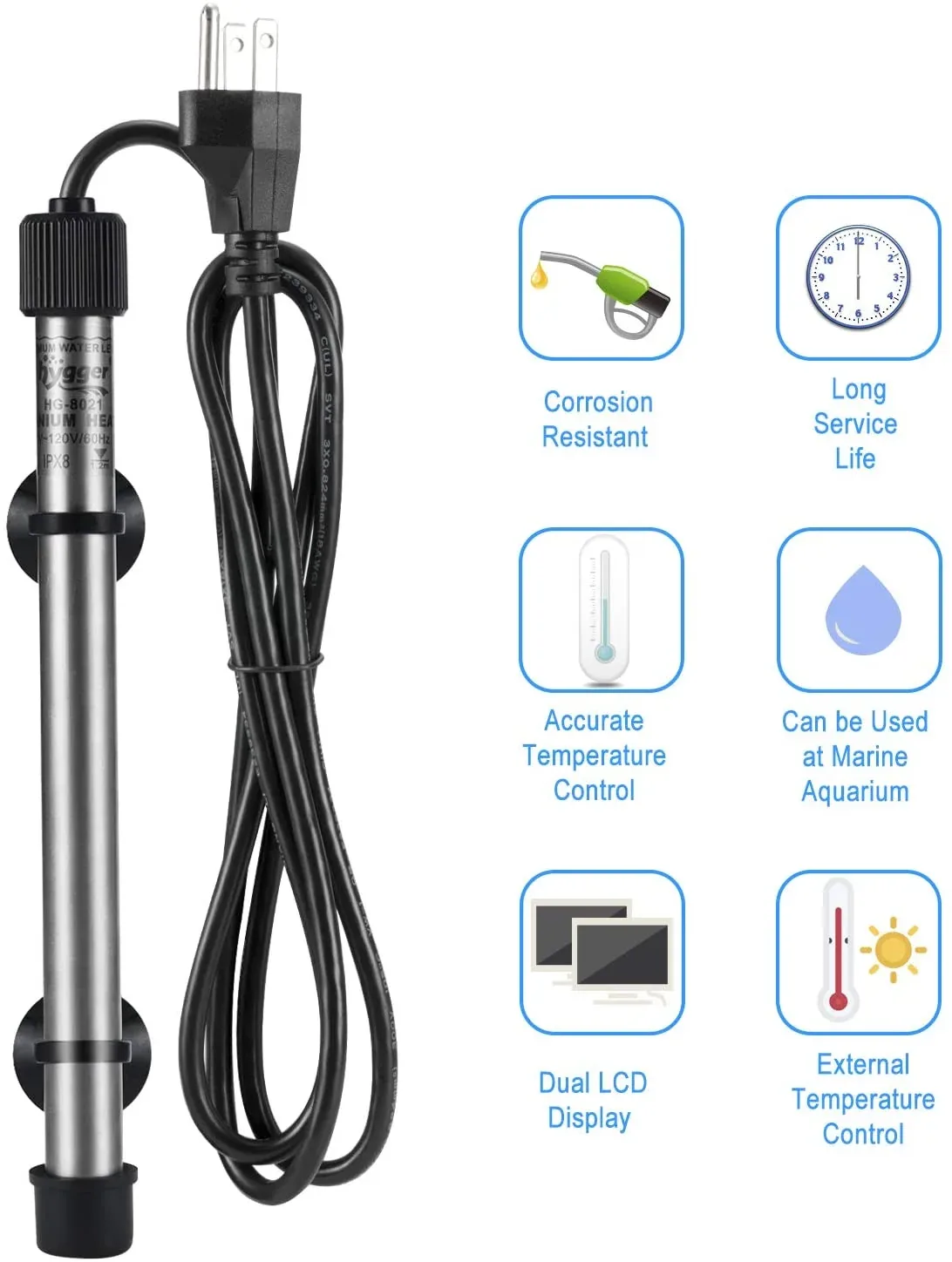 Hygger - Submersible Titanium Pinpoint Aquarium Heater - Image 2