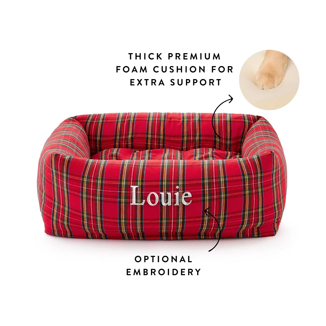 Tartan Plaid Flannel Bolster Dog Bed - Image 2