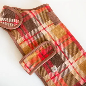 RUST PLAID FALL DOG COAT