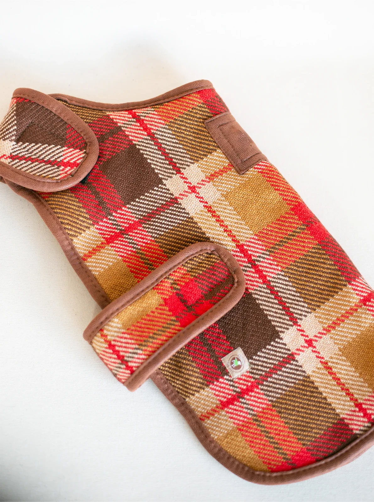 RUST PLAID FALL DOG COAT