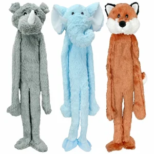 Multipet Swingin' Flatties Plush Dog Toy Assorted Animals 27 in