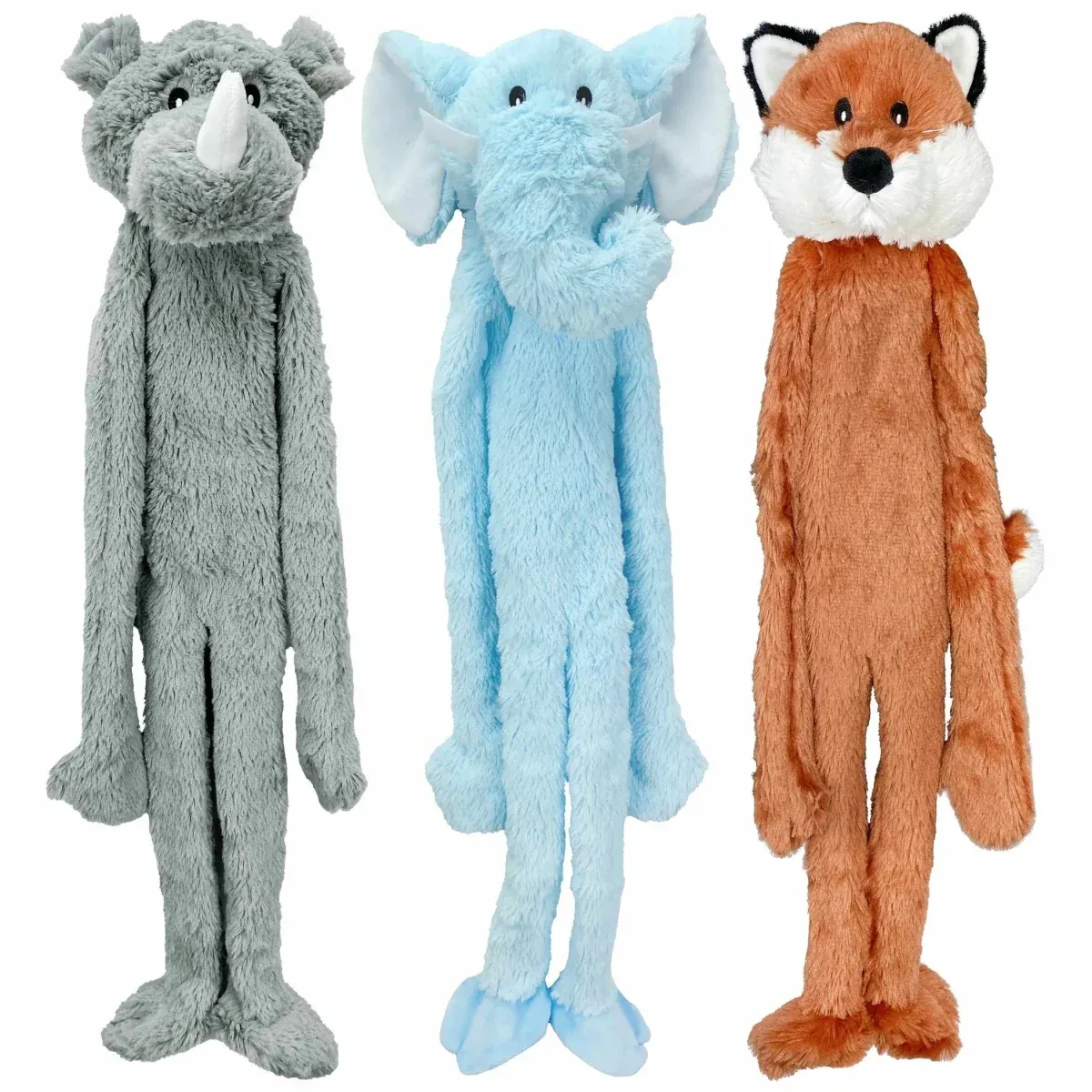 Multipet Swingin' Flatties Plush Dog Toy Assorted Animals 27 in