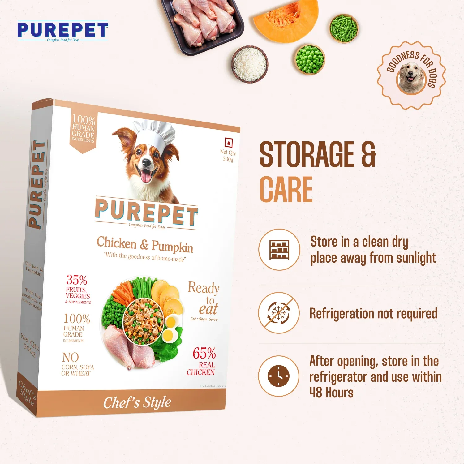 Purepet Pack of 7 Mutton, Chicken, Vegetable & Pumpkin Biryani Fresh Food for Dogs - Image 2
