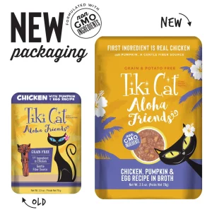 Tiki Cat Grain-Free Aloha Friends Chicken & Egg Wet Cat Food in Pouches - 2.5 oz Pouches - Case of 12