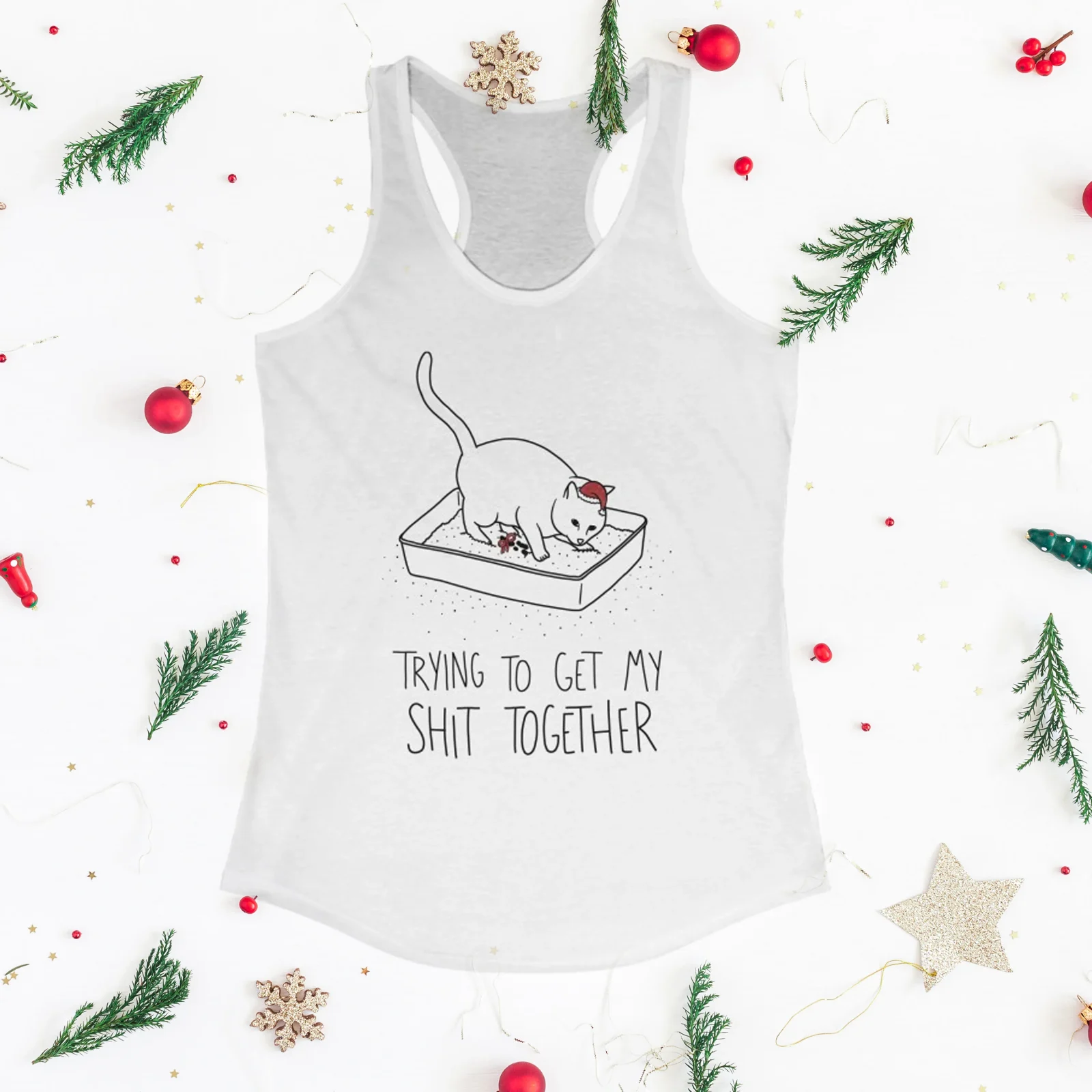 Santa's Little Helper Shit Together Racerback Tank Top