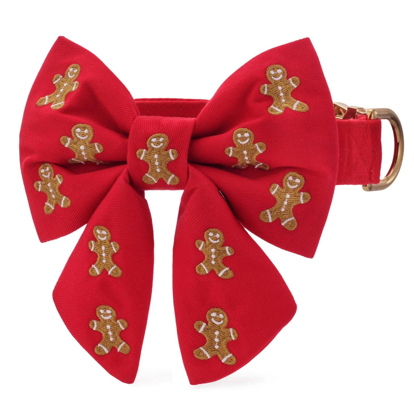 Gingerbread Man Embroidered Lady Bow Collar