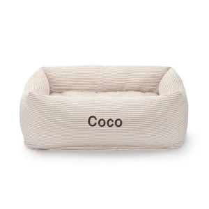 Mushroom Brown Stripe Bolster Dog Bed