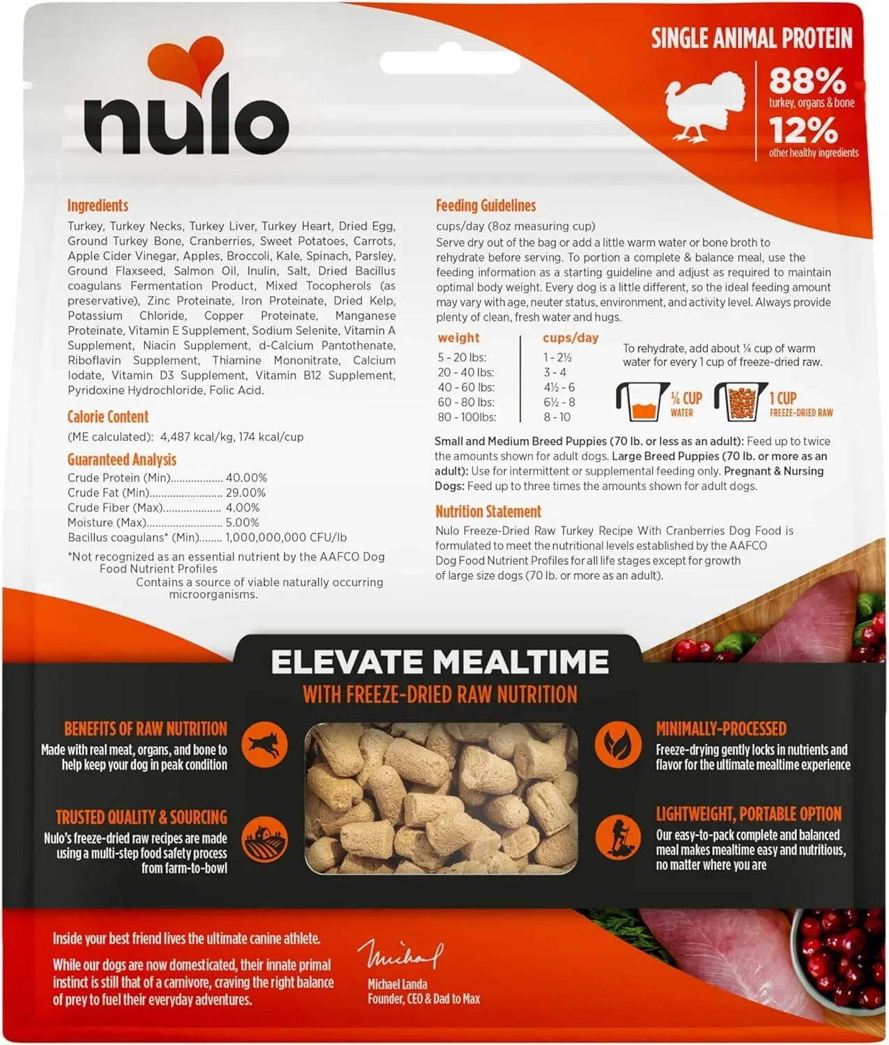 Nulo Grain-Free Freeze-Dried Raw Turkey with Cranberries Complete and Balanced Dry Dog Food - Image 2