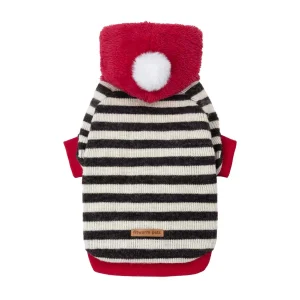 Striped Pom Pom Dog Hoodie