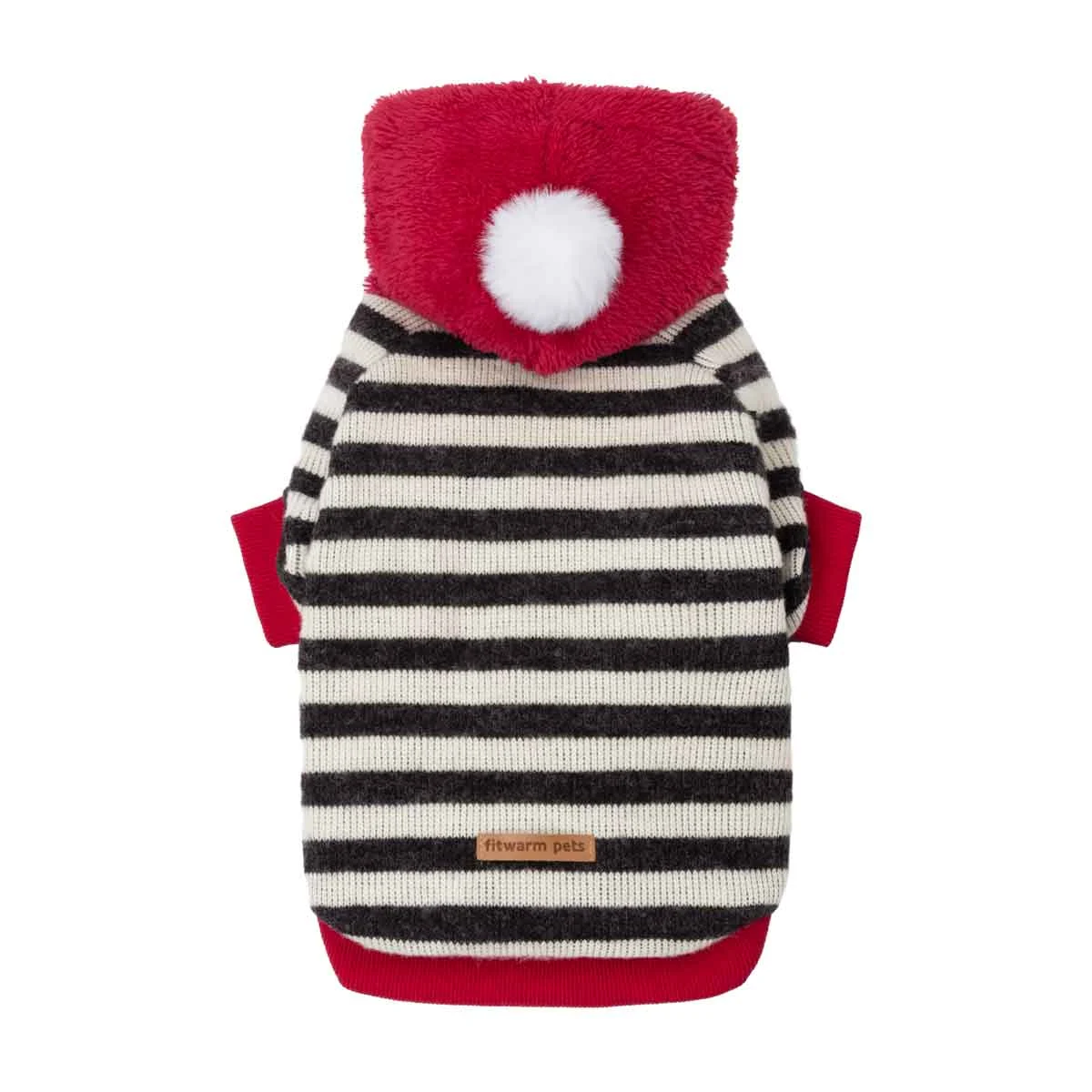 Striped Pom Pom Dog Hoodie