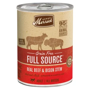 Merrick Full Source Grain-Free Beef and Bison Recipe Wet Canned Dog Food - 12/12.7 oz Cans - Case of 12