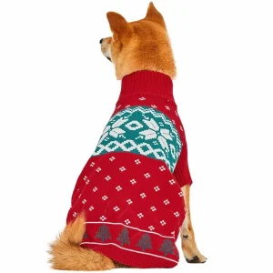 Christmas Tree Reindeer and Snowflake Sweater in Festive Red