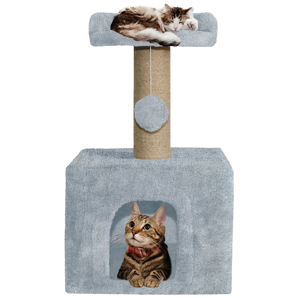 Furrlovers Soft Fur Condo Cat Tree with Sisal/Jute Scratching Post & Hanging Ball - Image 2