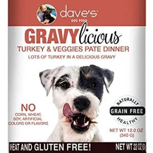 Dave's Pet Food Gravylicious Turkey & Veggies Canned Dog Food - 12 oz Cans - Case of 12