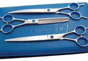 Show Gear Left Handed Shears Kit, 8 Inch Straight, 8 Inch Curved, 7 Inch Thinner
