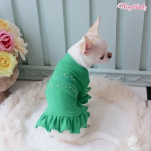 Wooflink Starlight Bloom Dress in Green