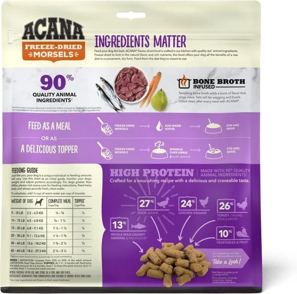 Acana 'Kentucky Dogstar Chicken' Morsels Free Freeze-Dried Dog Treats - Run Duck Recipe - Image 2
