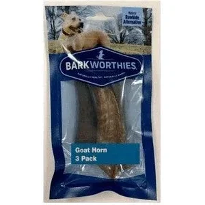 Barkworthies Goat Horn Dog Chew Treat - 3 pack