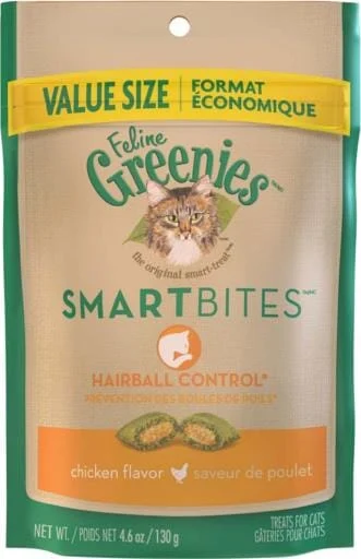 Greenies Feline SmartBites Hairball Control Chicken Dental Cat Treats - 4.6 oz