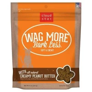 Cloud Star Wag More Bark Less Creamy Peanut Butter Soft and Chewy Dog Treats - 6 oz Bag