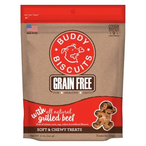 Buddy Biscuits Grain-Free Slow Roasted Beef Soft and Chewy Dog Treats - 5 oz Bag