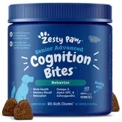 Zesty Paws Advanced Cognition Bites Chicken Flavored Soft Chew Brain Supplement for Senior Dogs
