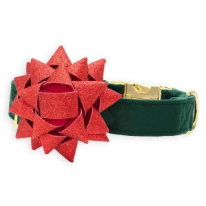 Red Gift Bow Dog Collar Set