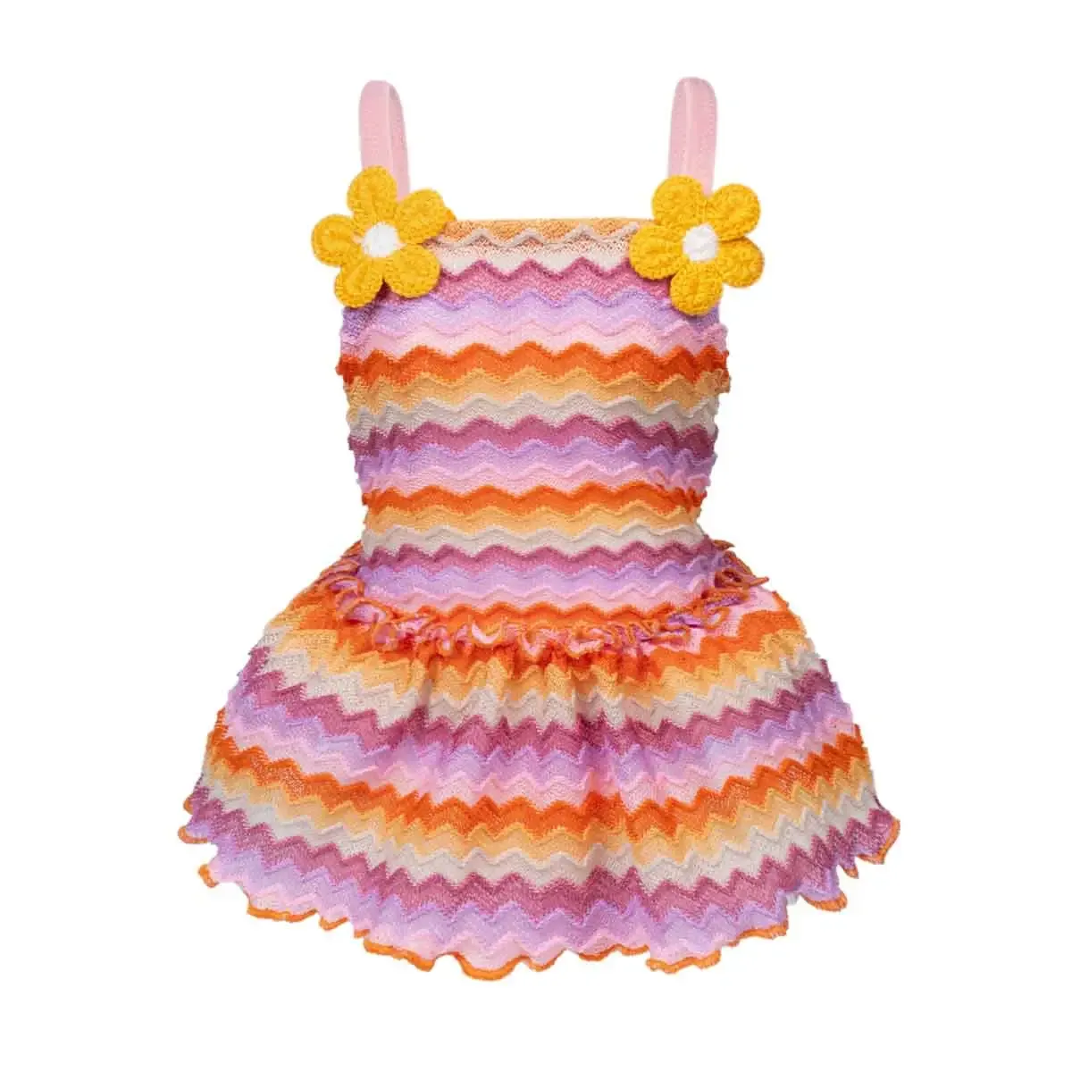 Wavy Stripe Daisy Dog Dress