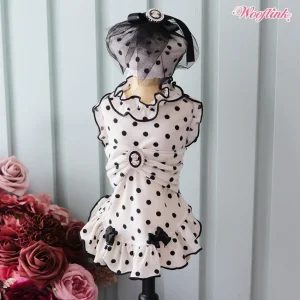 Wooflink Polka Polka Mini Dress in Black