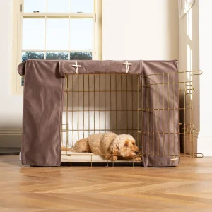 Dog Crate with Crate Cover in Silt Velvet by Lords & Labradors