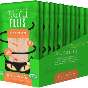 Tiki Cat Salmon Filet Cat Food Toppers and Crunchers - 1 oz Pouches - Case of 12
