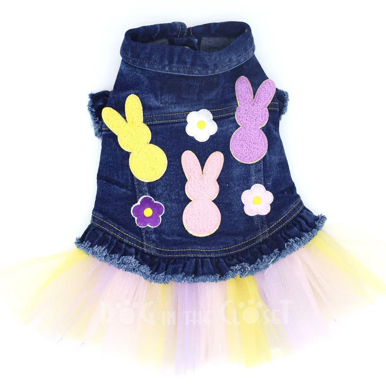 Peep Bunnies Denim Dog Jacket with Tutu