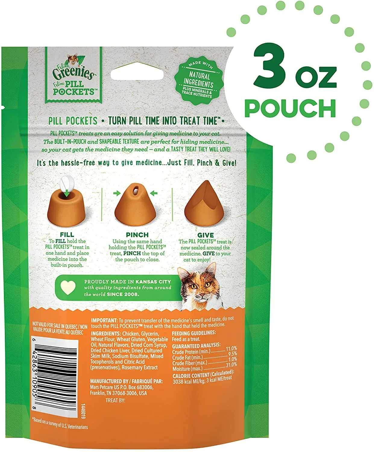 Greenies Pill Pockets for Cats Chicken Treats - 3 oz - Image 2