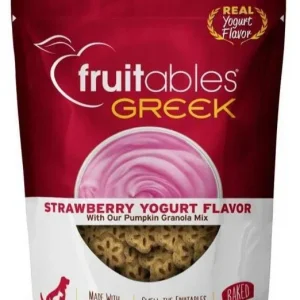 Fruitables Greek Strawberry Yogurt Crunchy Dog Treats - 12 oz Pouch