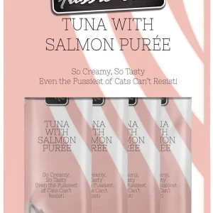 Pets Global Fussie Cat Tuna with Salmon Puree Puree Cat Treats - 4 pk/.05 oz tubes
