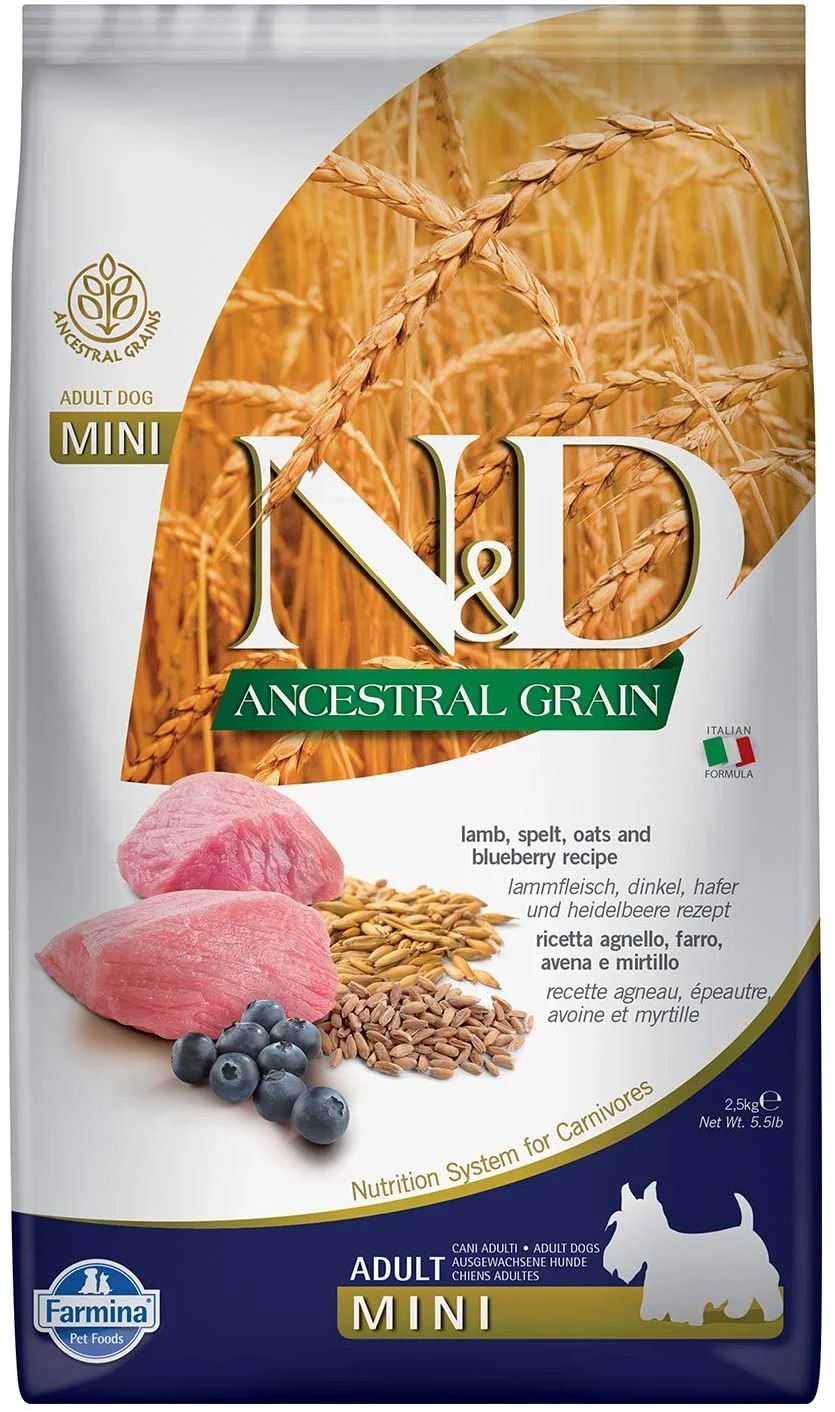 Farmina Ancestral Grain Lamb & Blueberry Mini Adult Dry Dog Food - 5.5 lb Bag
