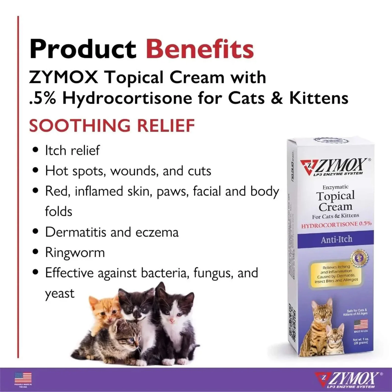Zymox Enzymatic Topical Cream with Hydrocortisone for Cats & Kittens - Image 2