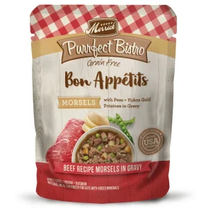 Merrick Purrfect Bistro Bon Appétits Grain-Free Beef Morsels Wet Cat Food - 3 oz Cans - Case of 24