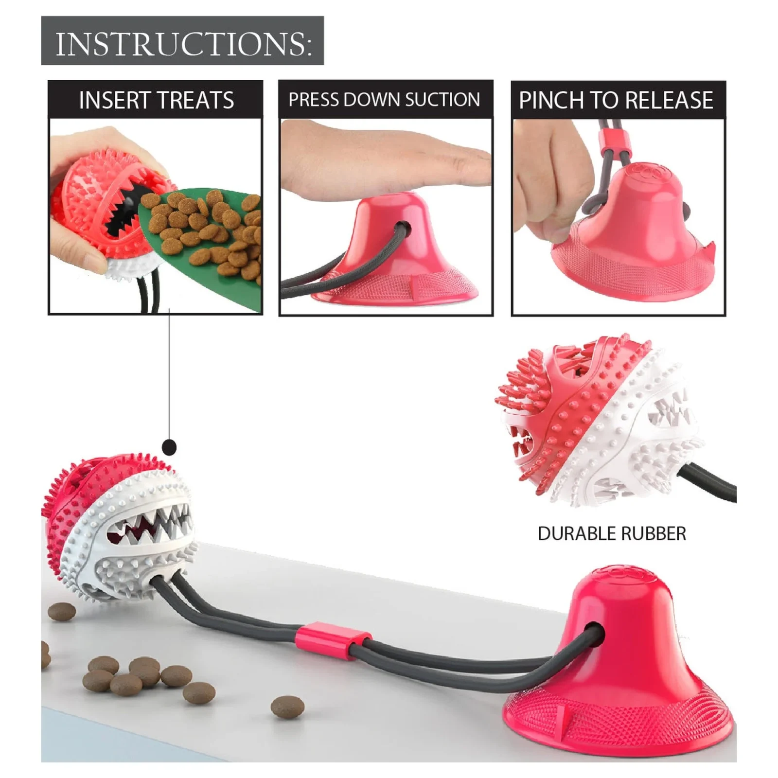 Pet Life ® 'Grip N' Play' Treat Dispensing Ball Shaped Suction Cup Dog Toy - Image 2