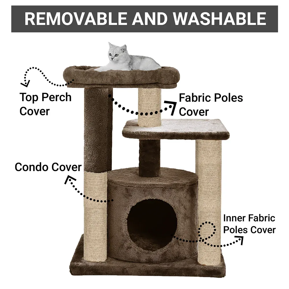 Furrlovers Cat Tree with Condo, Top Perch & Jute Rope Scratching Posts - Image 2