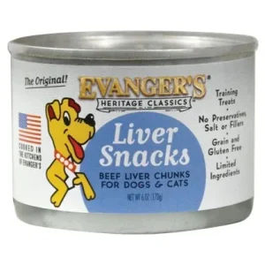Evanger's Liver Snacks for Dogs All Meat Classic Canned Wet Dog Food - 6 oz Cans - Case of 12