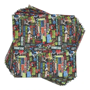 Eat, Paw, Love Dog Bandana, 22 inch, 12 Pack