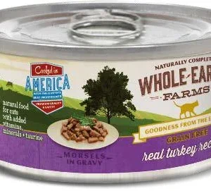Whole Earth Farms Grain-Free Real Morsels in Gravy Turkey Canned Cat Food - 5 oz Cans - Case of 24
