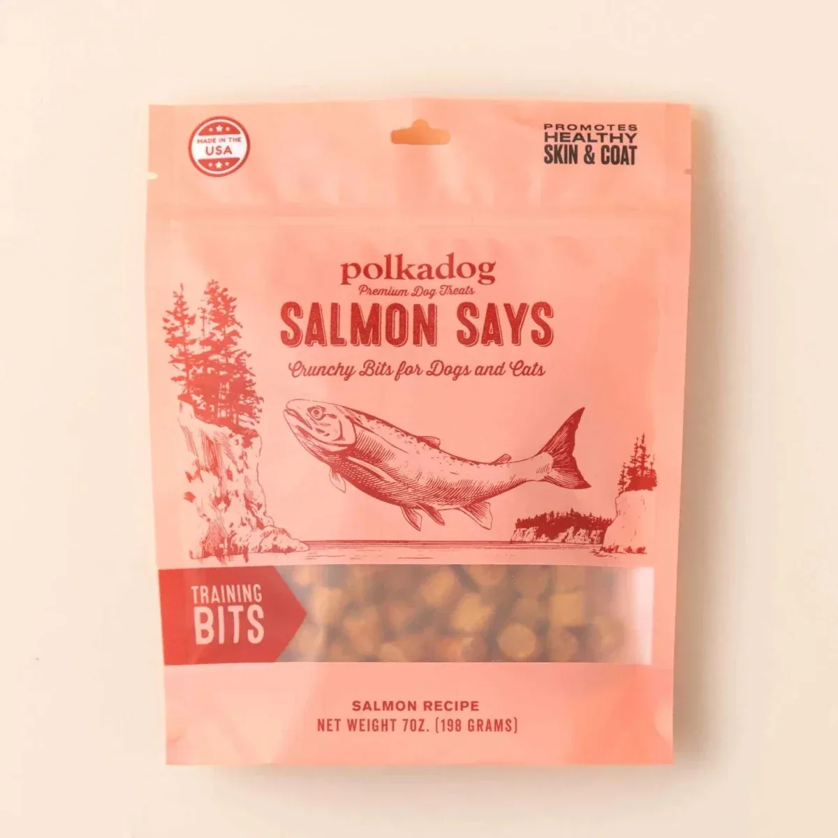 Polkadog Salmon Says Training Bits Crunchy Dog and Cat Dog Treats