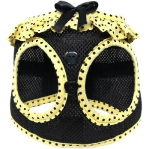 American River Choke Free Dog Harness - Yellow and Black Polka Dot