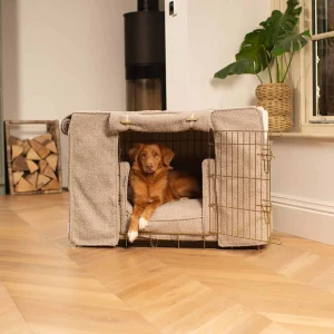 Dog Crate Set In Mink Bouclé by Lords & Labradors