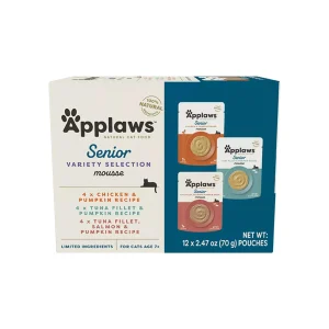 Applaws Grain Free Limited Ingredient Mousse Wet Cat Food Pouches for Senior Cats