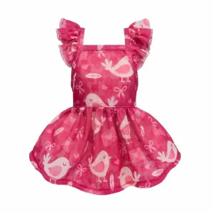 Valentine Bird Print Dog Dress