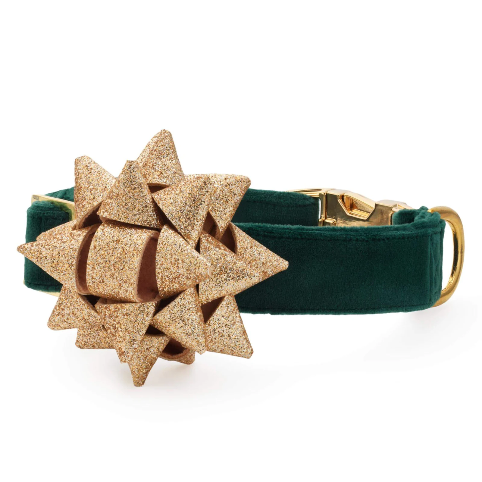 Gold Gift Bow Dog Collar Set