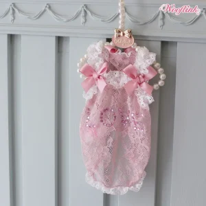Wooflink Love Lace Top in Pink